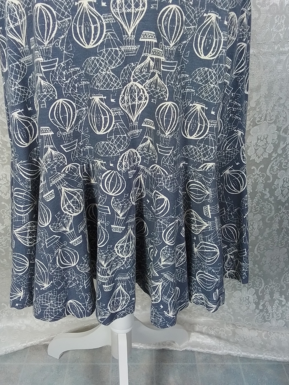 Effie's Heart blue gray sleeveless hot - air balloon-print fit & flare dress M - Picture 2 of 5